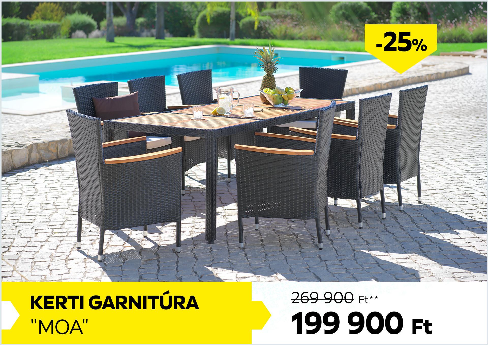 Kerti garnitúra MOA 269900 Forint helyett 199900 Forint, kedvezmény mértéke: 25%