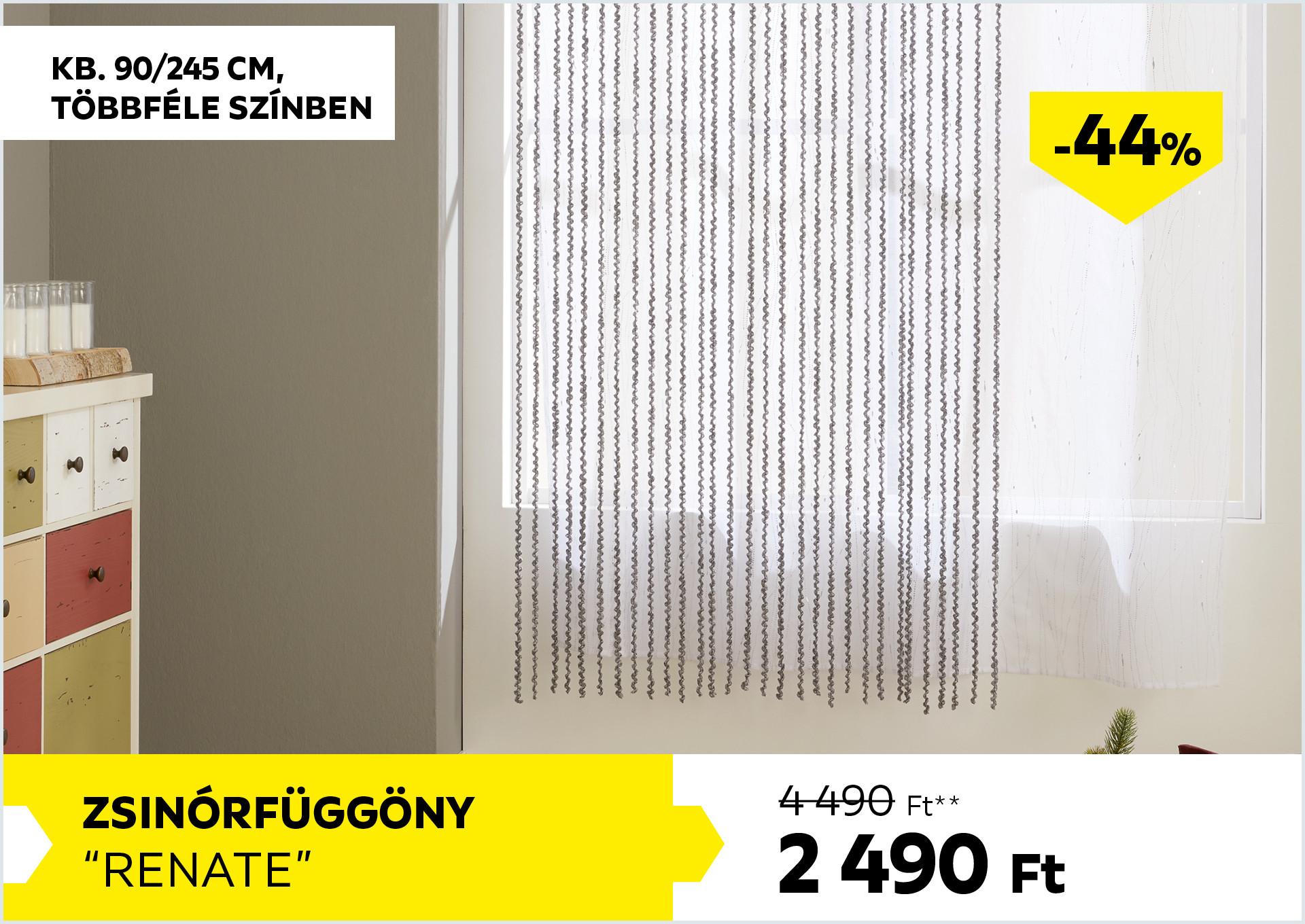 Zsinórfüggöny kb. 90/245cm RENATE 4490Forint helyett 2490Forint kedvezmény mértéke 44%