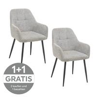 Armlehnstuhl Mira grau gepolstert - Schwarz/Grau, KONVENTIONELL, Textil/Metall (58/88/63cm) - Livetastic