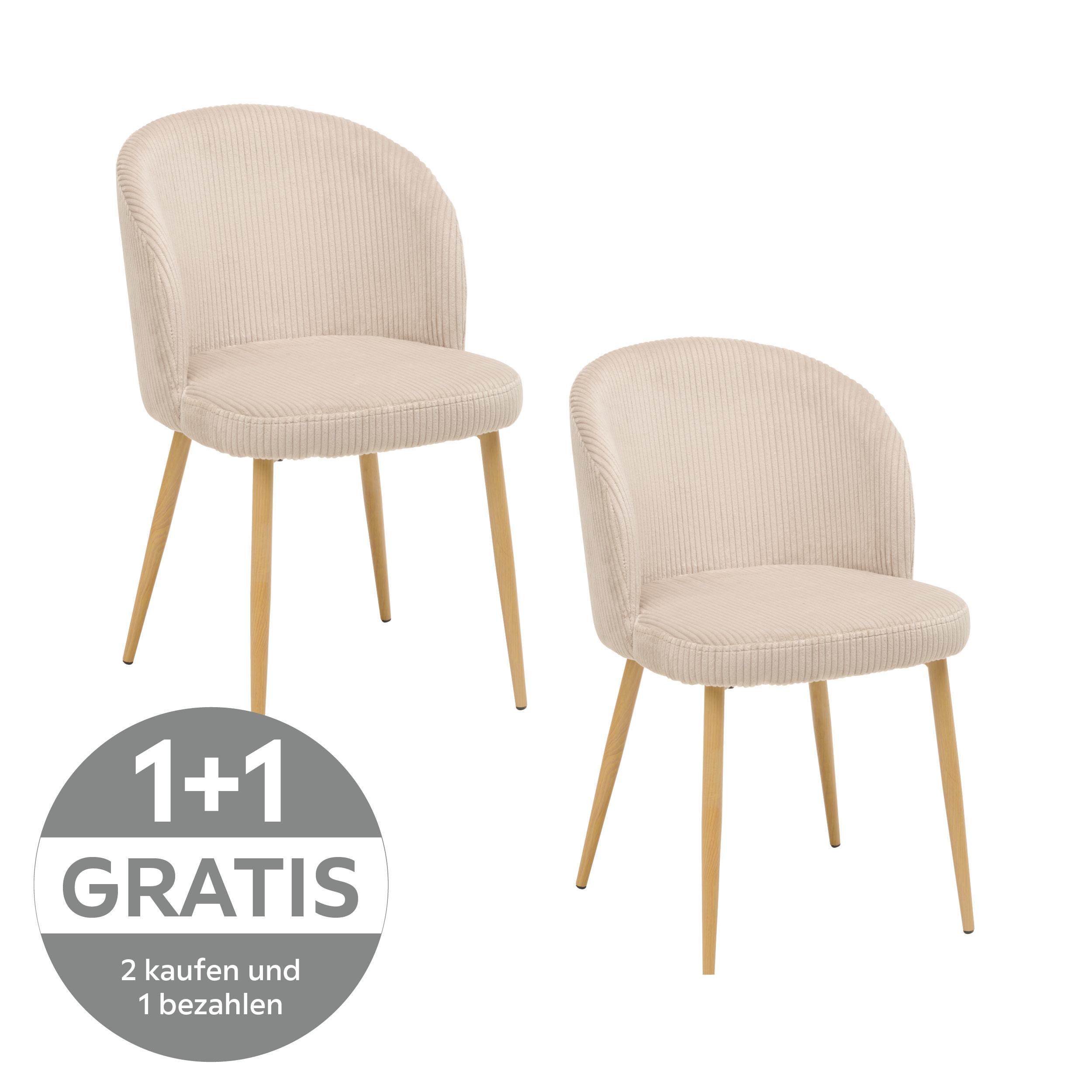 Polsterstuhl Feri beige - Beige/Naturfarben, KONVENTIONELL, Textil/Metall (49/78/58cm) - MID.YOU