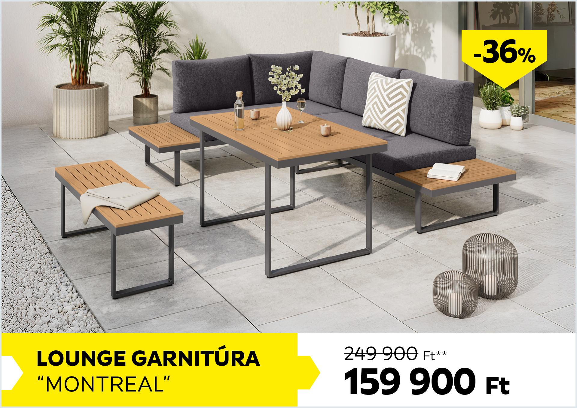Lounge garnitúra MONTREAL 249900Forint helyett 159900Forint kedvezmény mértéke 36%