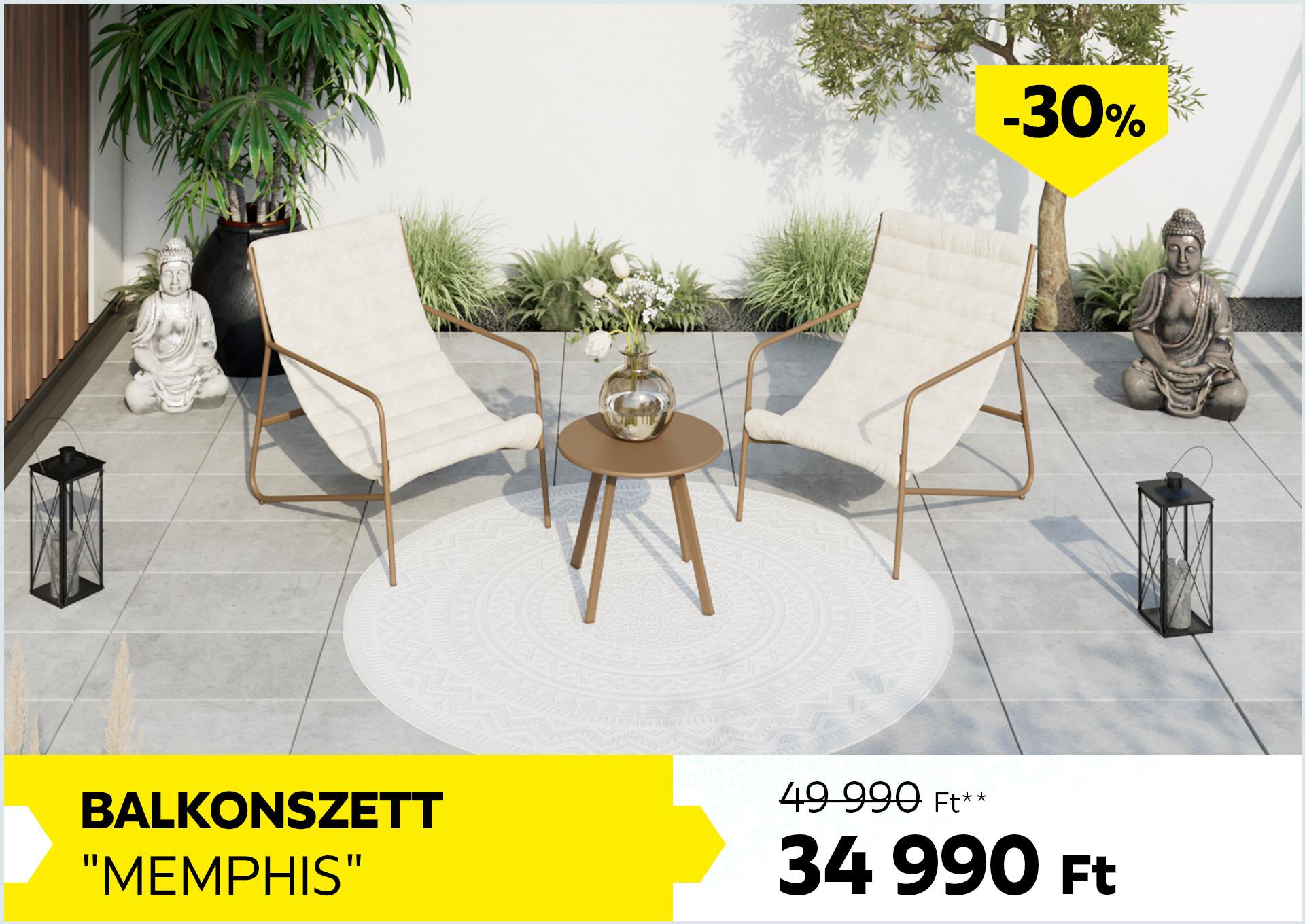 Balkonszett MEMPHIS 49990Forint helyett 34990Forint, kedvezmény mértéke: 30%