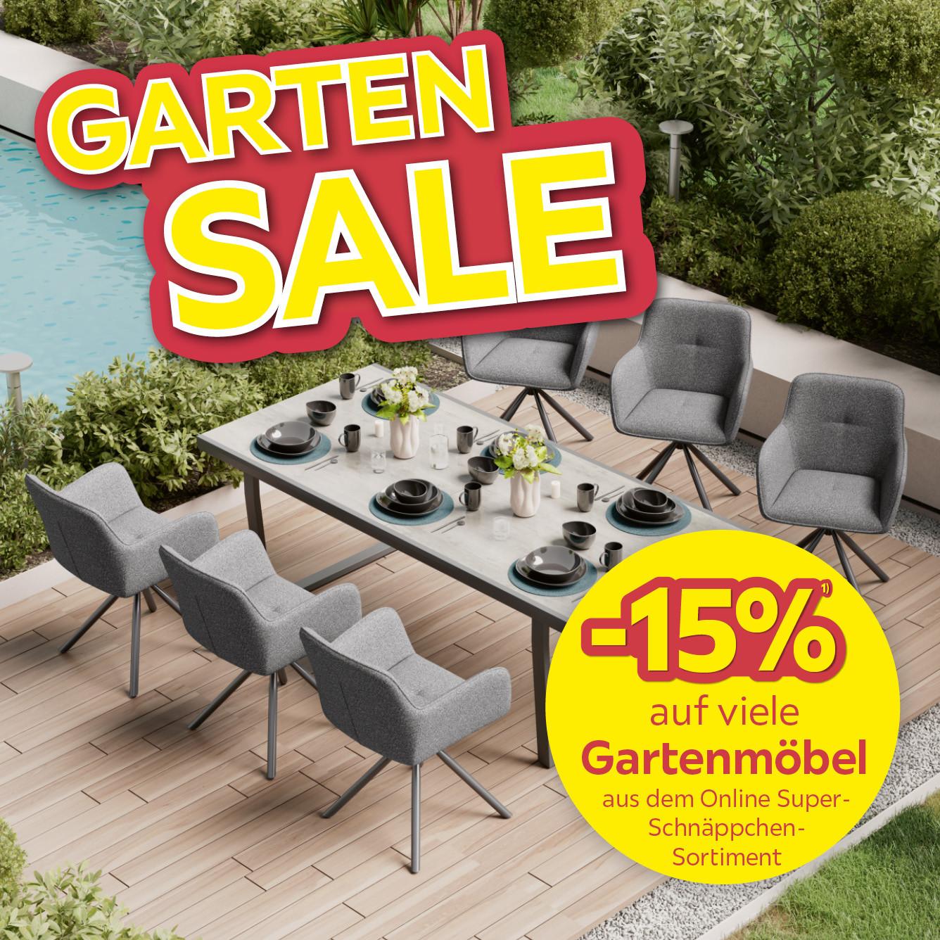 Garten Sale, -15% auf viele Gartenmöbel aus dem Online-Super-Schnäppchen-Sortiment