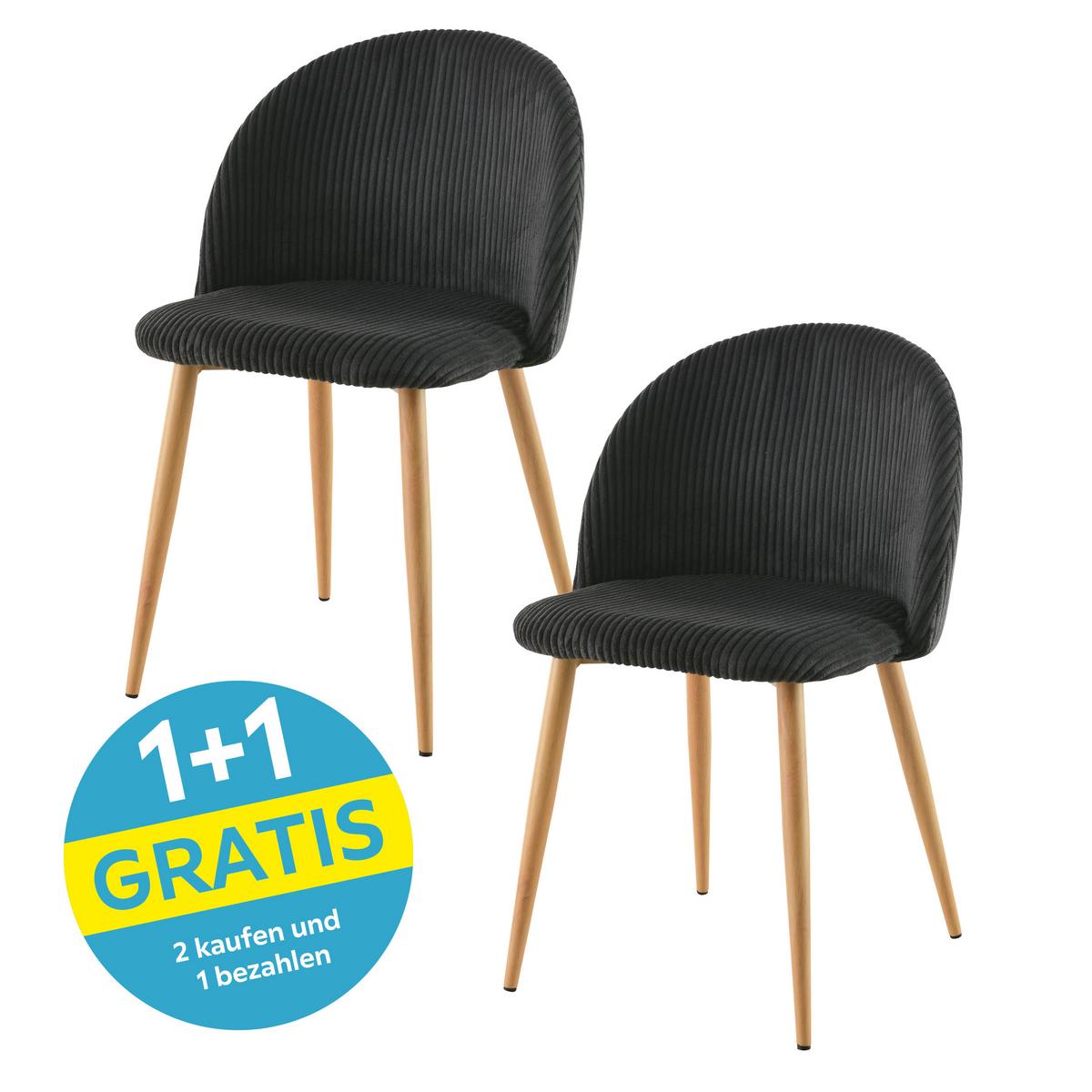 Stuhl Emilio - Eichefarben/Schwarz, LIFESTYLE, Holz/Textil (51/78/52cm) - Livetastic