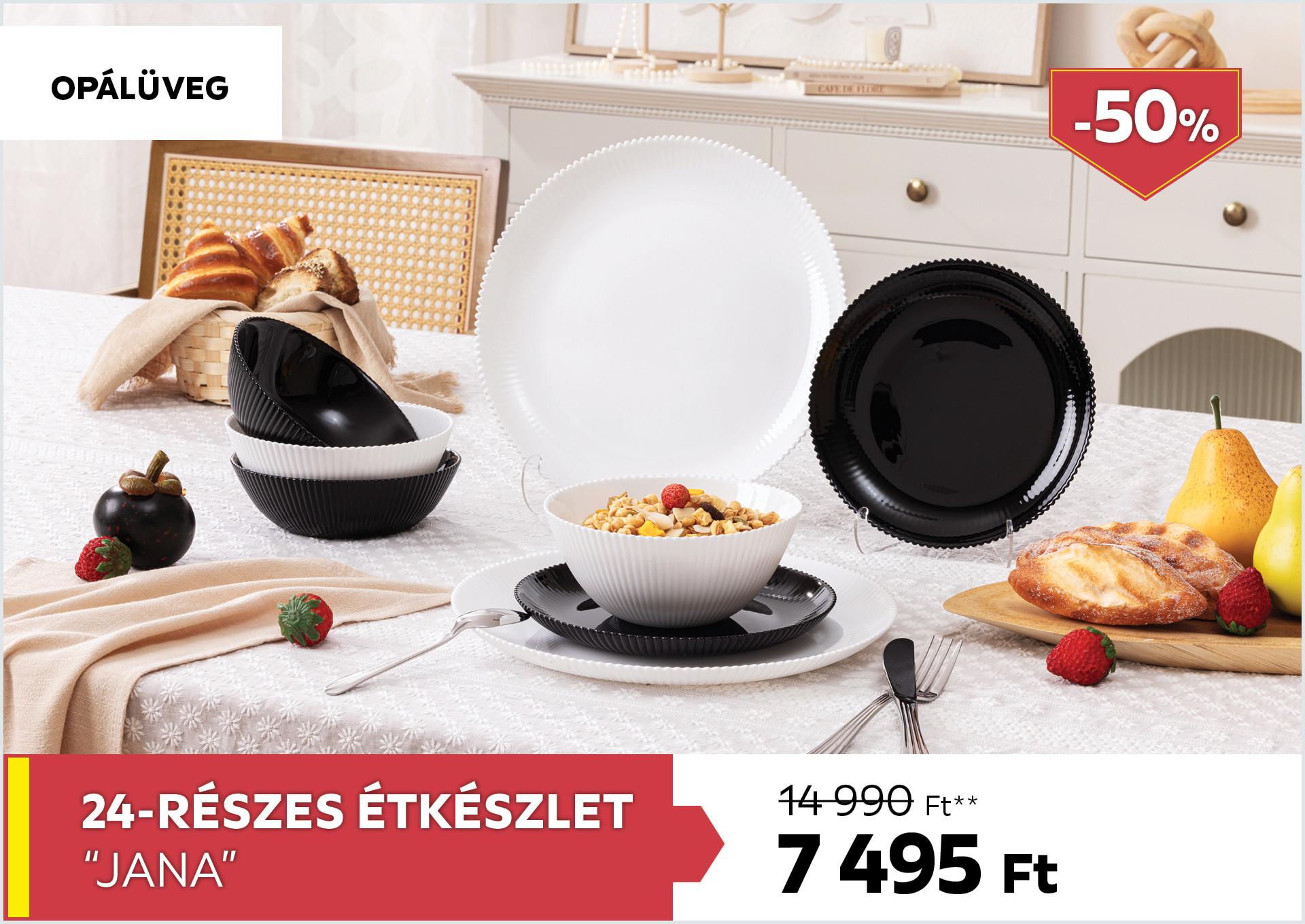 24-részes étkészlet (opálüveg) JANA 14990Forint helyett 7495Forint kedvezmény mértéke 50%