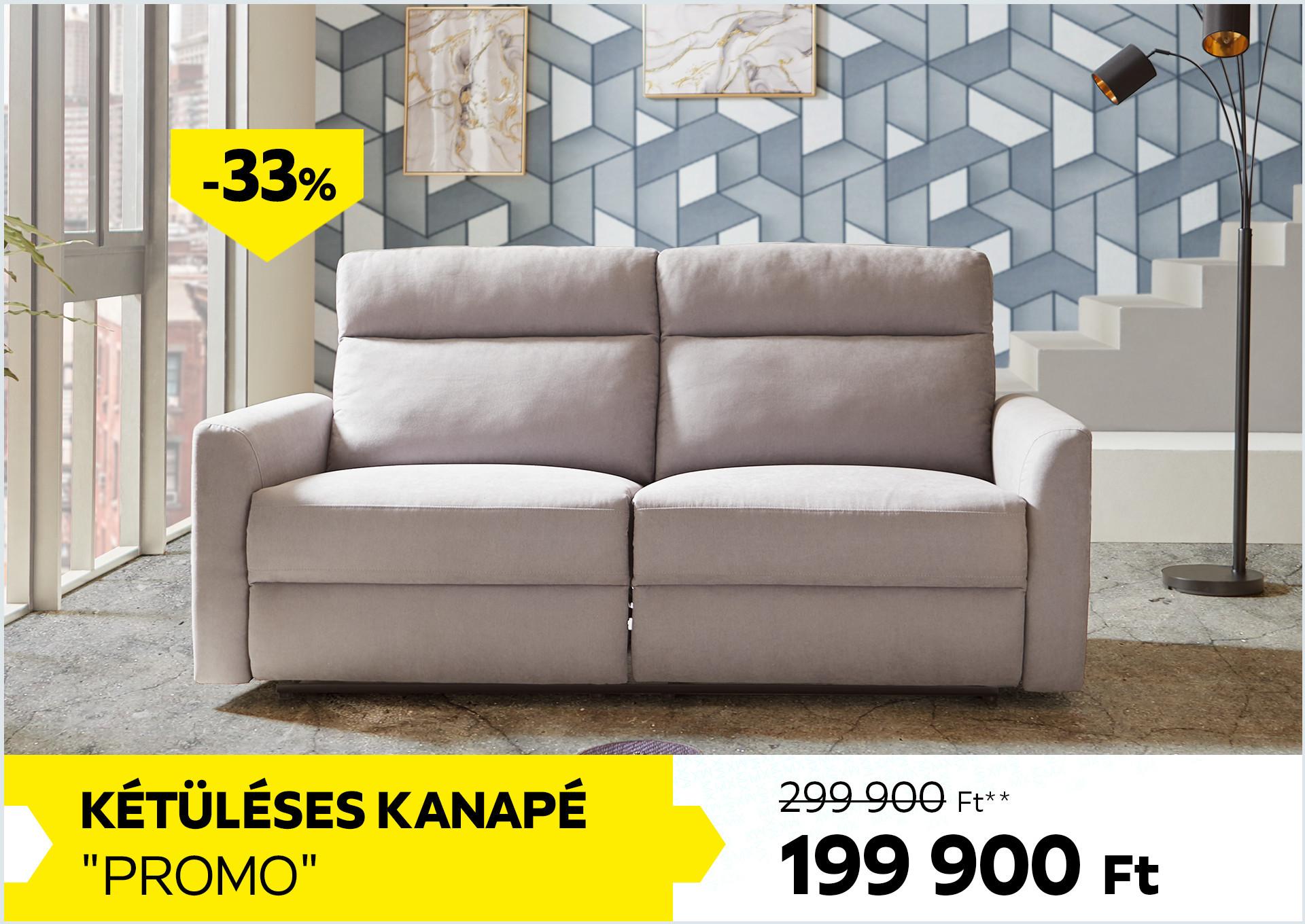 Kétüléses kanapé PROMO 299900Forint helyett 199900Forint, kedvezmény mértéke 33%