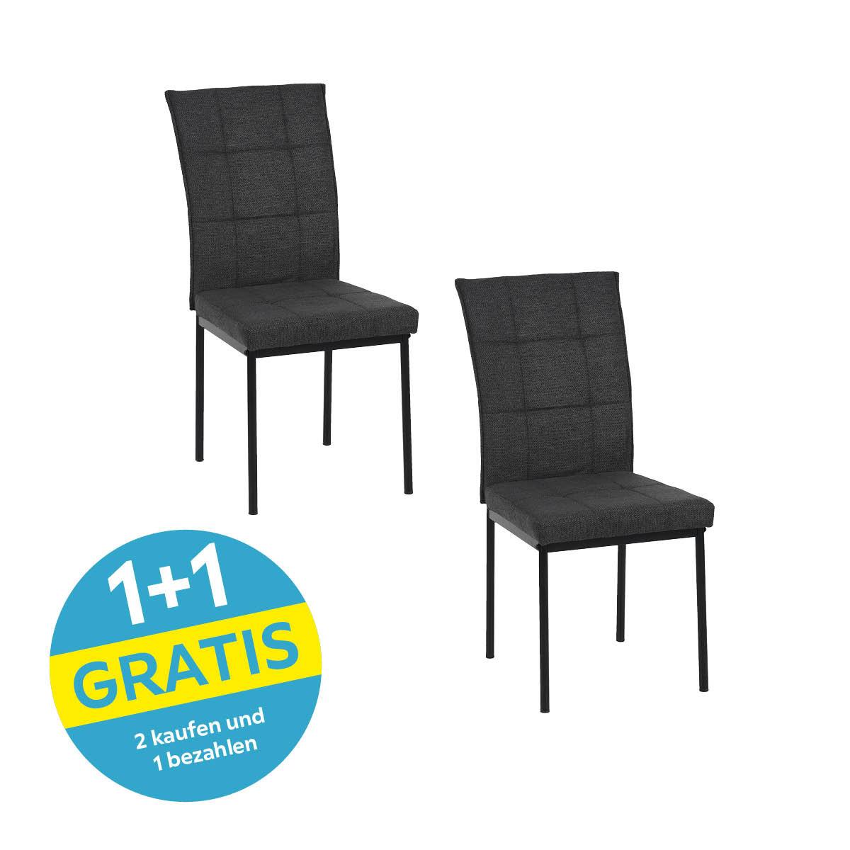 Vierfußstuhl Finn Webstoff Anthrazit, B: 44 Cm - Anthrazit/Schwarz, KONVENTIONELL, Textil/Metall (44/96/61cm) - MID.YOU
