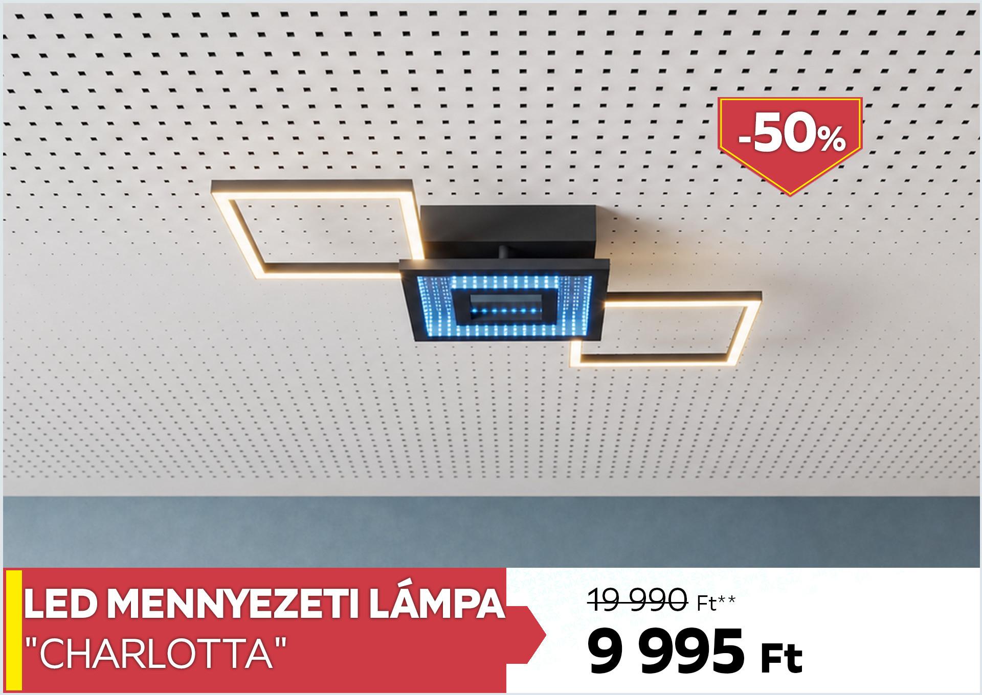 LED mennyezeti lámpa Charlotta 19990 Forint helyett 9995 Forint, kedvezmény mértéke: 50%