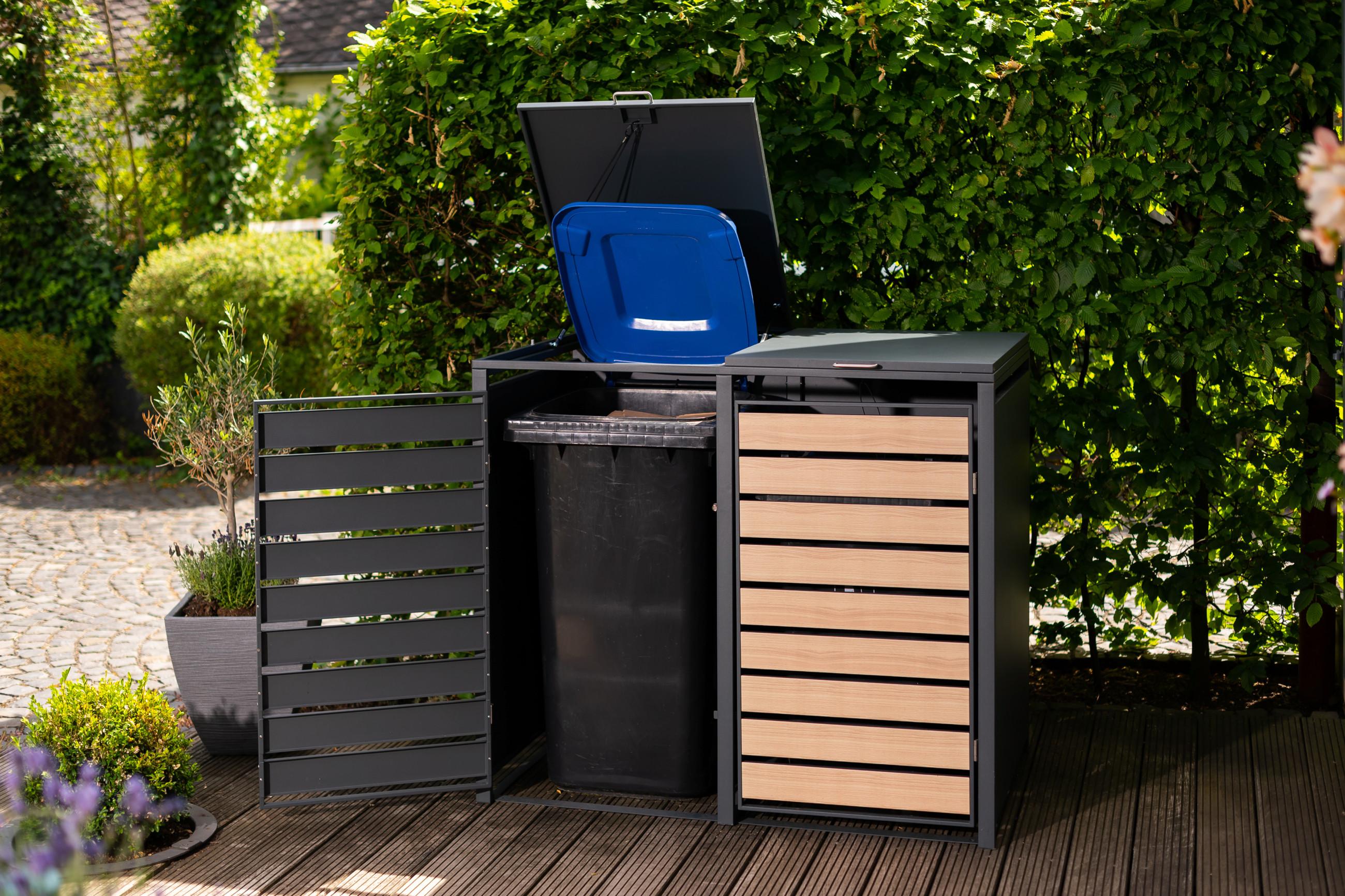 Metall-Mülltonnenbox in Anthrazit