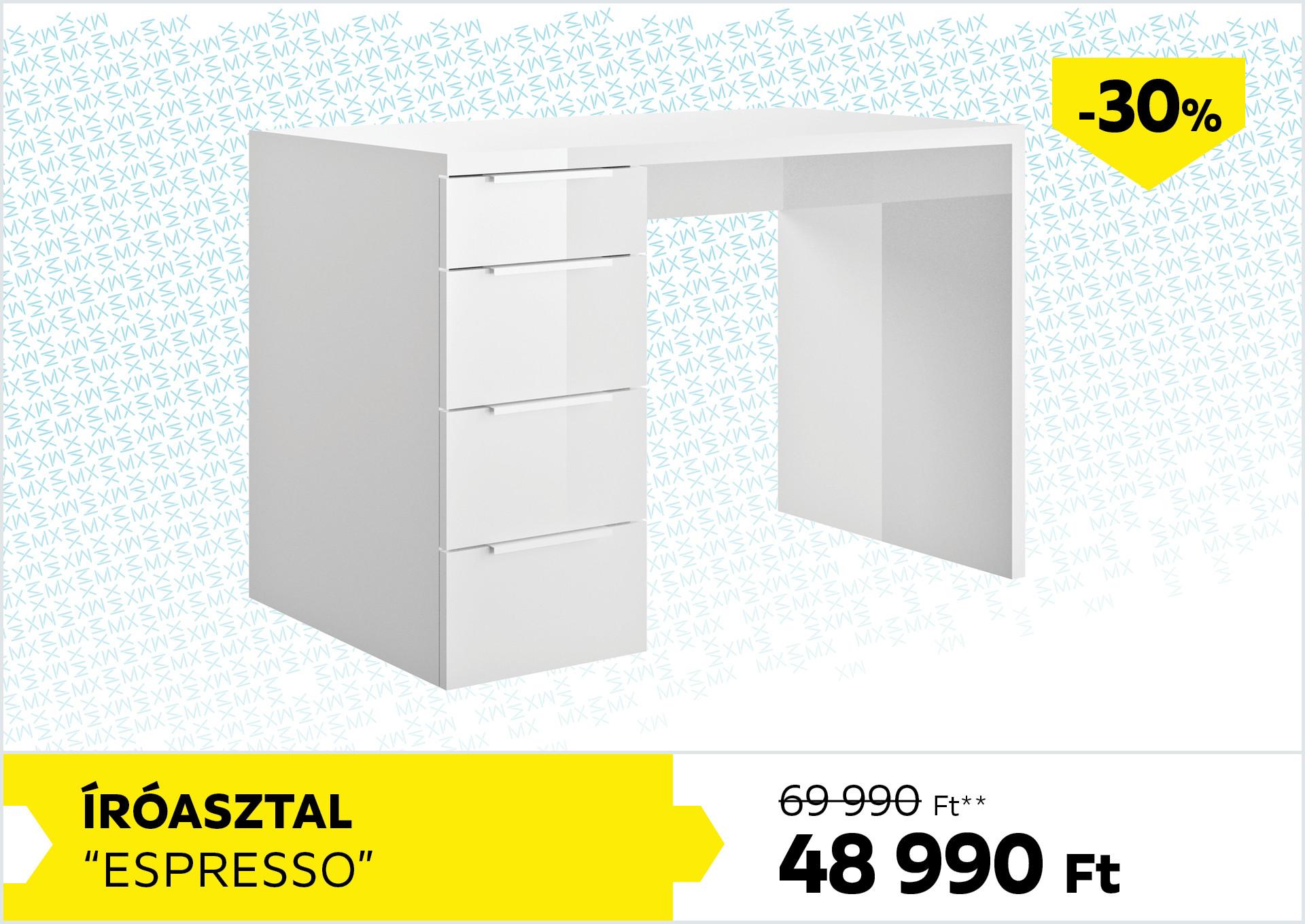 Íróasztal ESPRESSO 69990 Forint helyett 48990 Forint, kedvezmény mértéke 30%