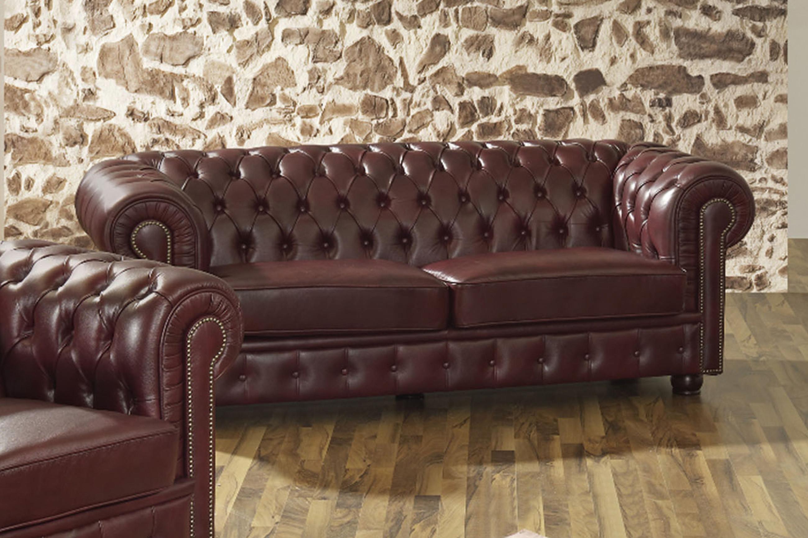 Chesterfield-Sofa aus Echtleder