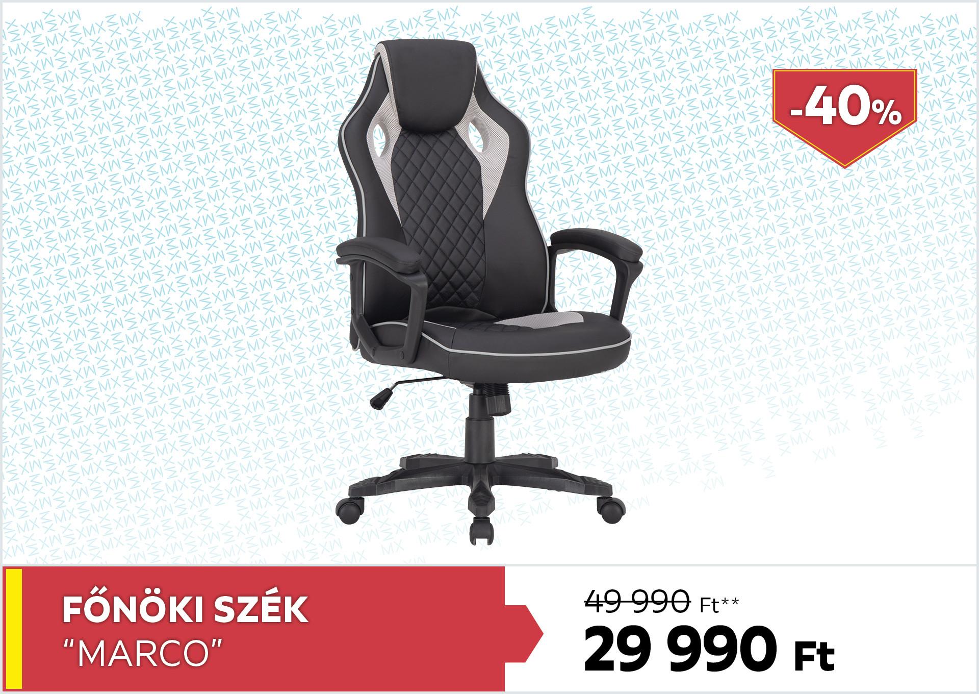 Főnöki szék Marco 49990Forint helyett 29990Forint kedvezmény mértéke 40%
