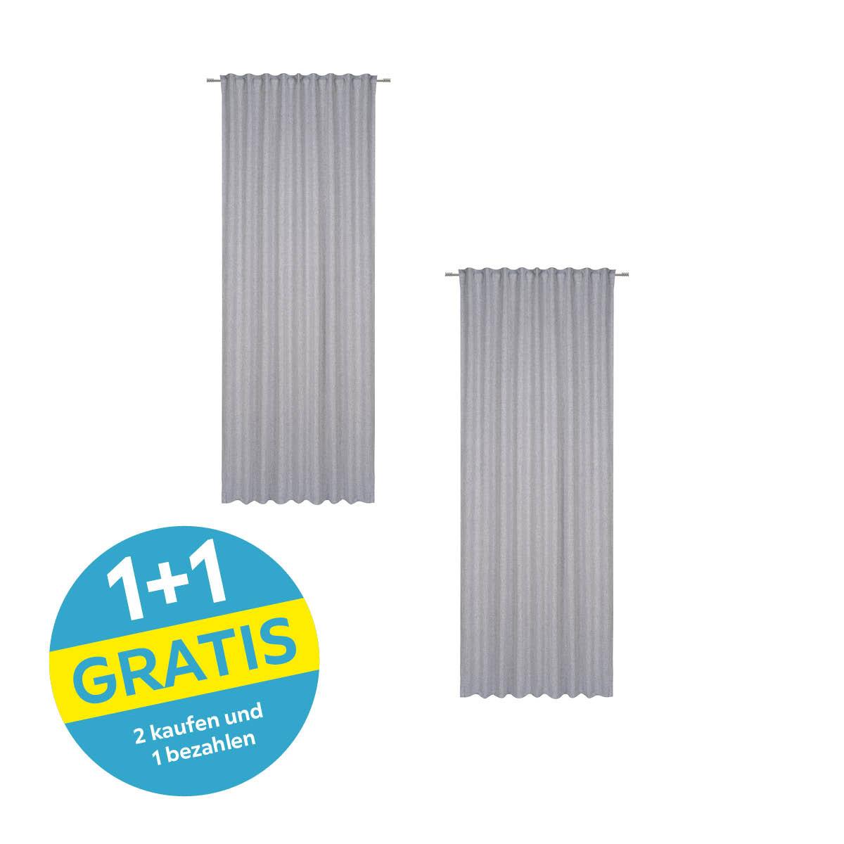 Vorhang mit Band Pamela 140x245 cm Anthrazit/Grau - Anthrazit/Grau, ROMANTIK / LANDHAUS, Textil (140/245cm) - James Wood