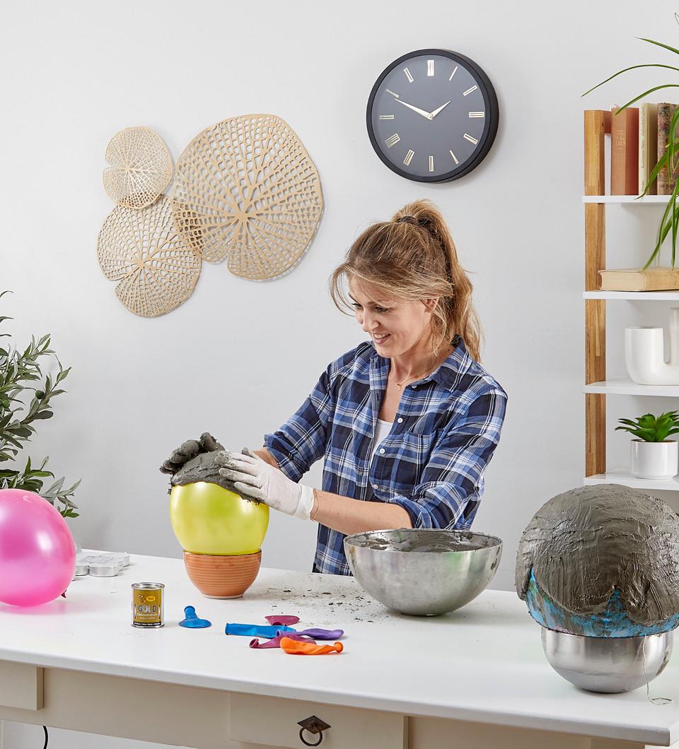 DIY dekorativní zahradní osvětlení z betonu, postup 6