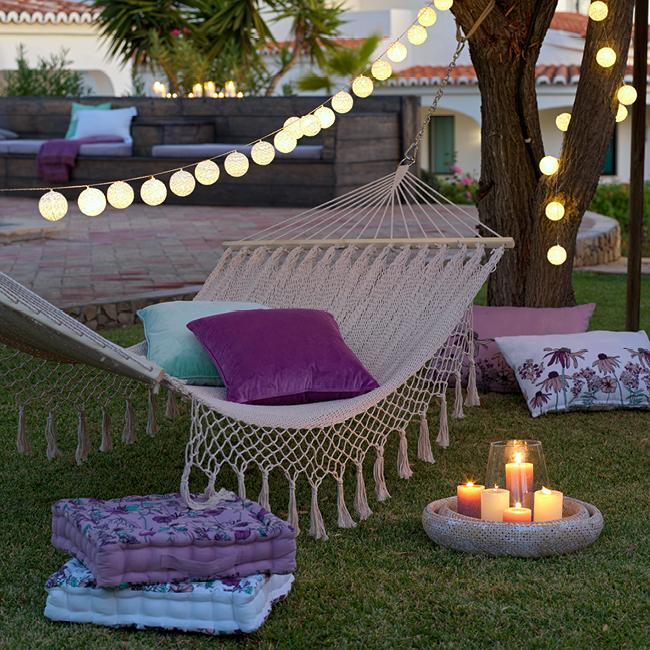 farebné trendy hojdacia sieť s doplnkami Violet Dreams