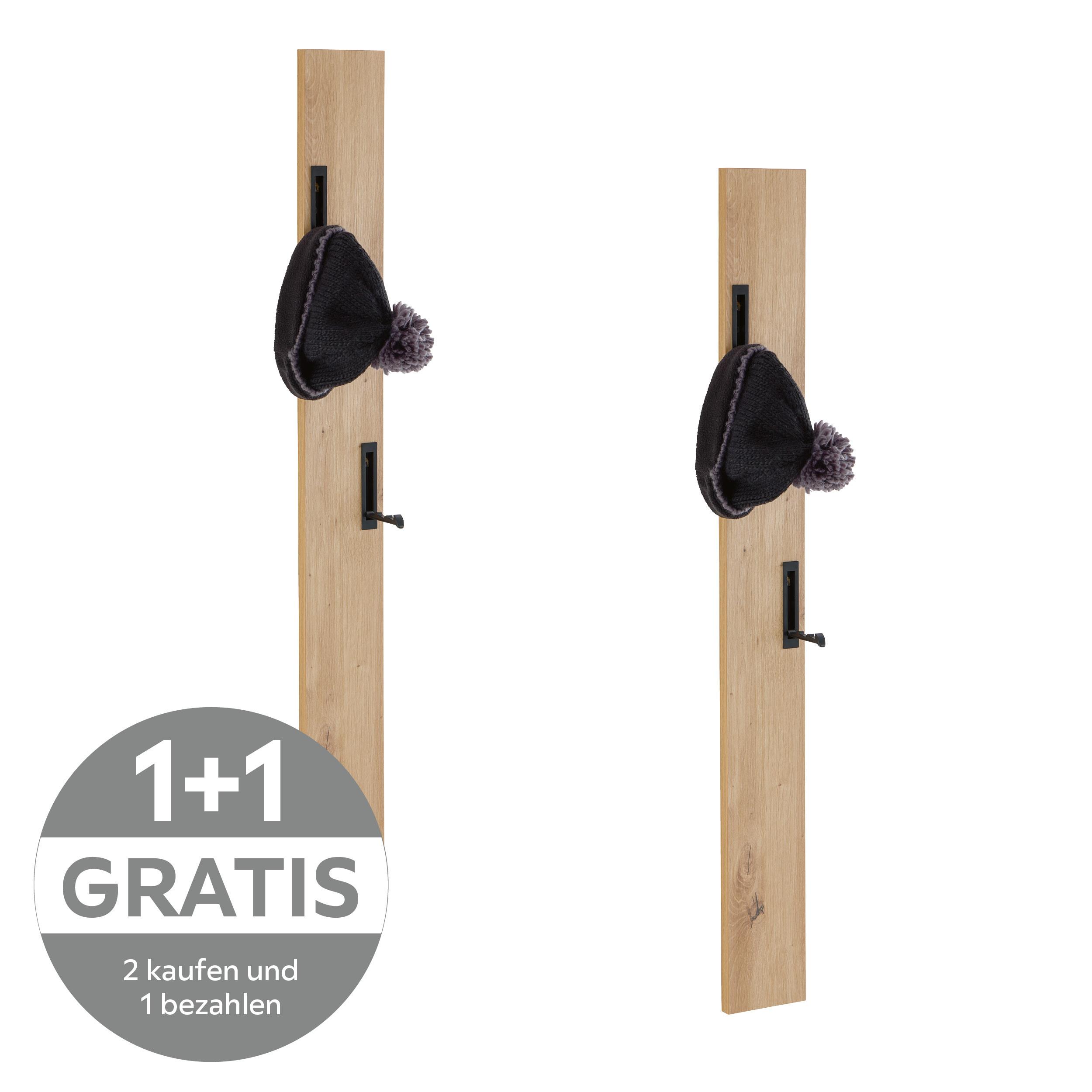 Garderobe Leony H: 110 cm Artisan Eiche Dekor, 4 Haken - Eiche Artisan, Trend, Holzwerkstoff (12/110/1,8cm)