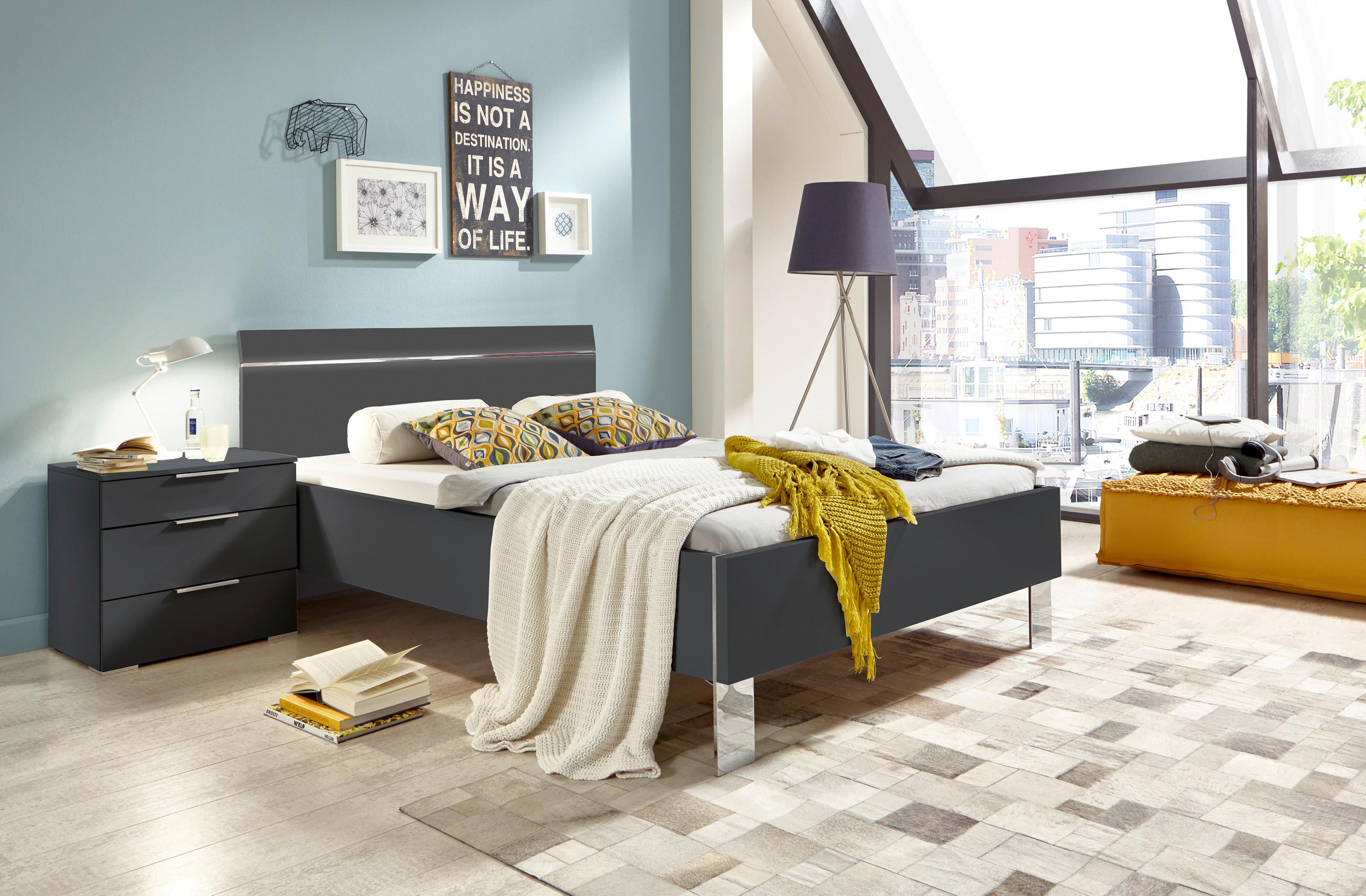 Záhlavie Level Beds B Pre Š. 180cm, Grafit/chróm - grafitová/chrómová, Moderný, kompozitné drevo (188/50/5cm)