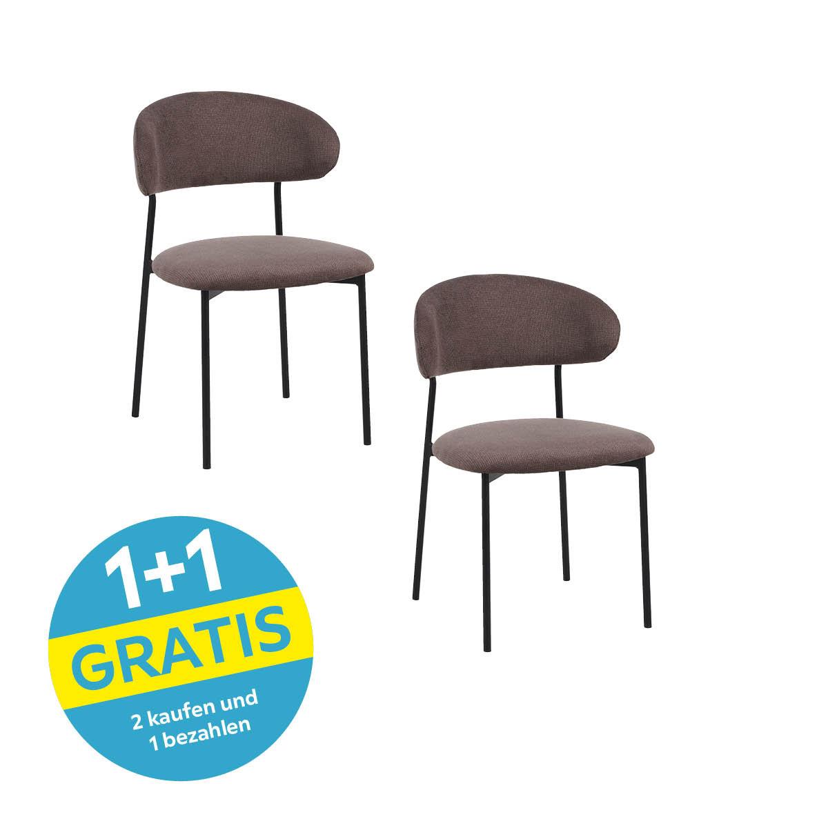 Vierfußstuhl Fenja Webstoff Braun, B: 53 Cm - Schwarz/Braun, KONVENTIONELL, Textil/Metall (53/80/57cm) - MID.YOU