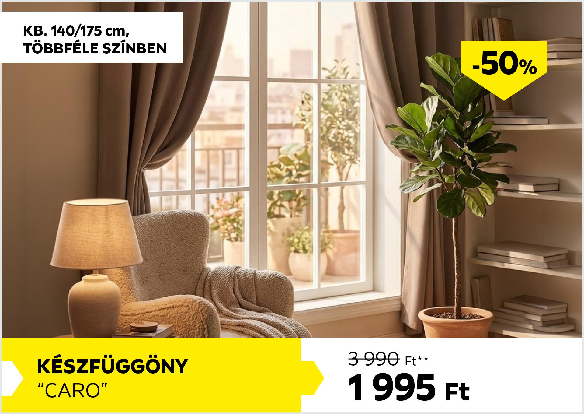 Készfüggöny kb. 140/175cm CARO 3990Forint helyett 1995Forint kedvezmény mértéke 50%