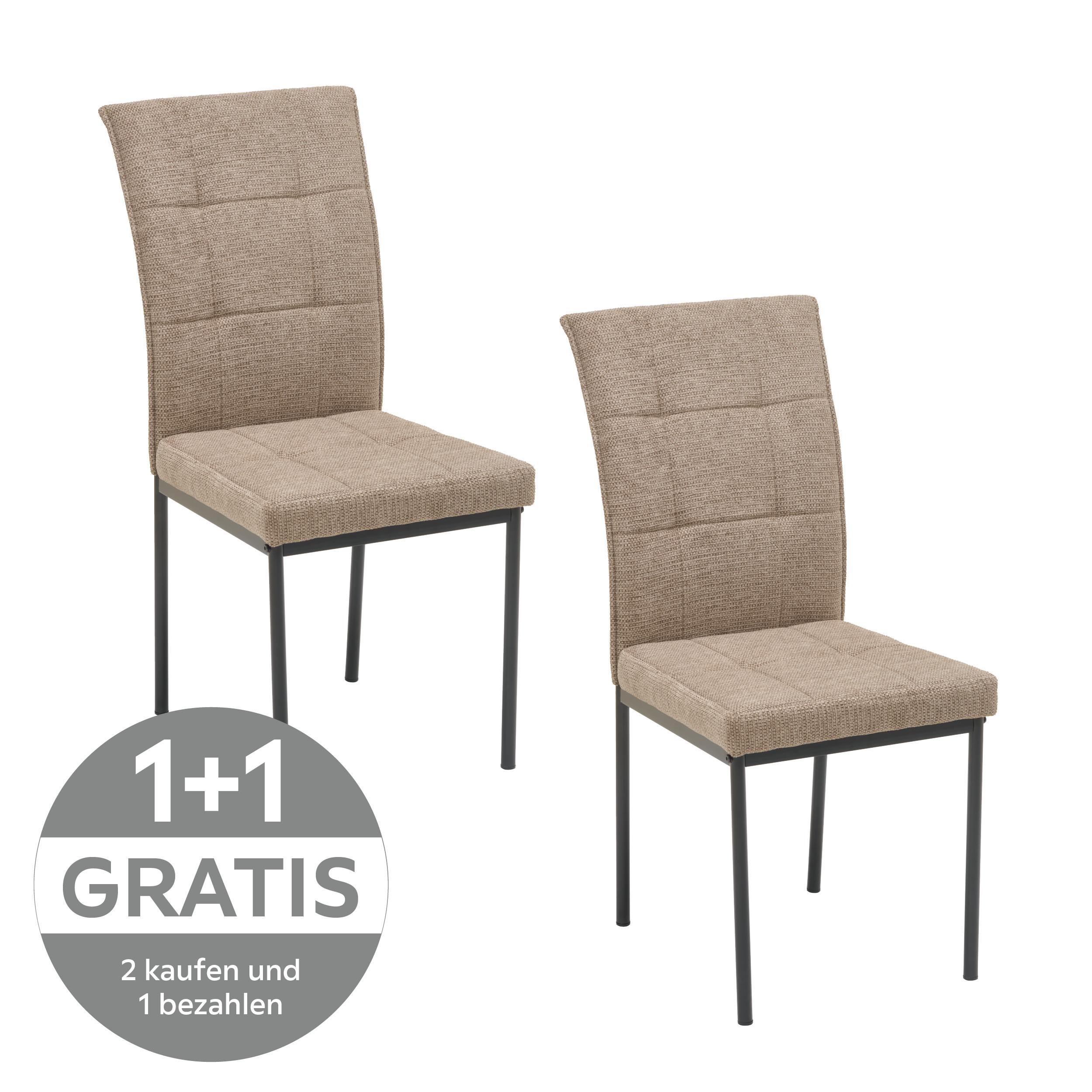 Vierfußstuhl Finn Webstoff Braun, B: 44 cm - Schwarz/Braun, KONVENTIONELL, Textil/Metall (44/96/61cm) - MID.YOU