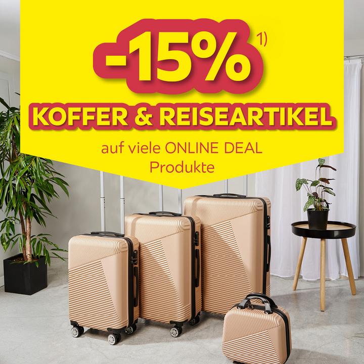 -15% Koffer & Reiseartikel auf viele Online DEAL Produkte