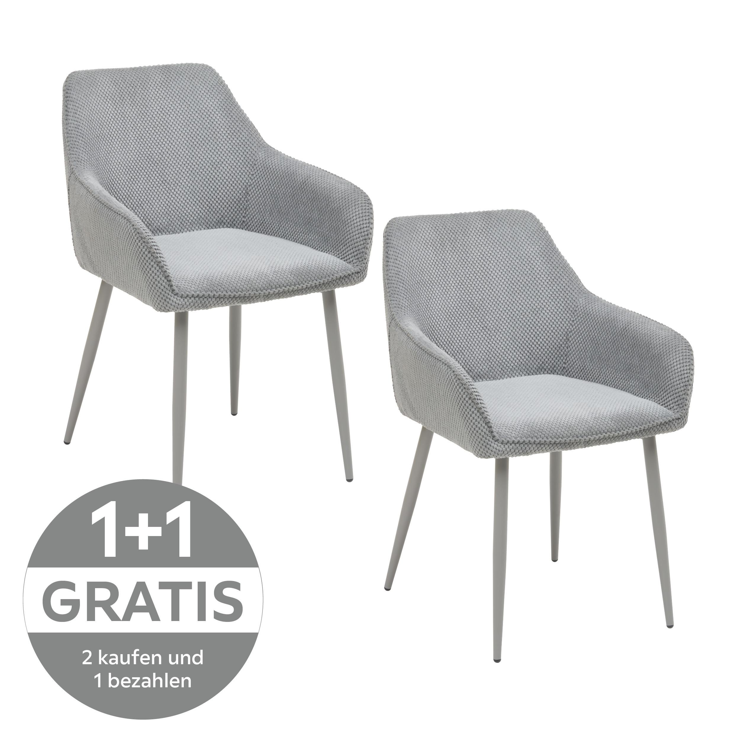 Armlehnstuhl Cora Webstoff Grau gepolstert - Grau, KONVENTIONELL, Textil/Metall (56/81/61cm) - Livetastic