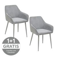 Armlehnstuhl Cora Webstoff Grau gepolstert - Grau, KONVENTIONELL, Textil/Metall (56/81/61cm) - Livetastic