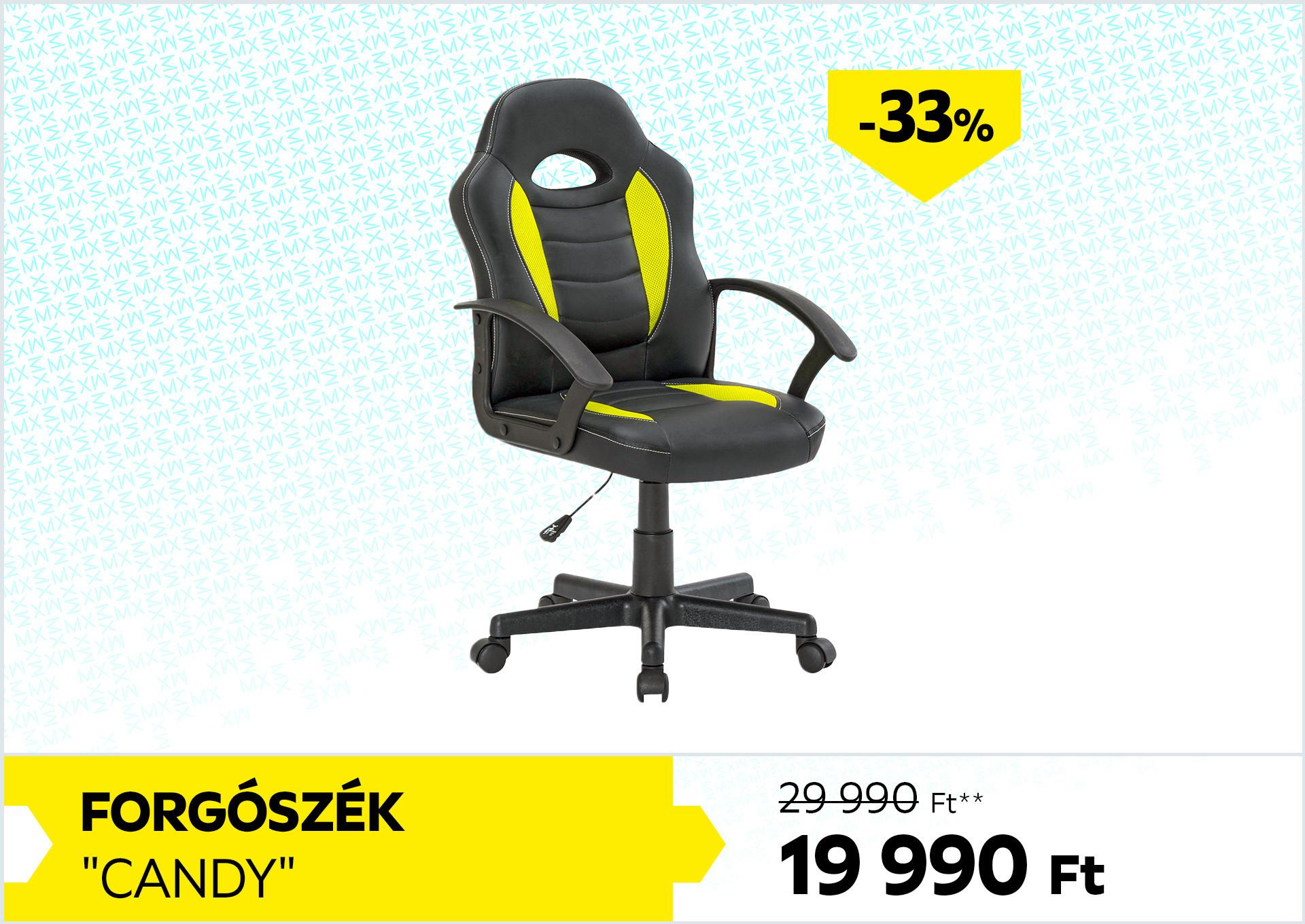Forgószék Candy 29990Forint helyett 19990Forint kedvezmény mértéke 33%