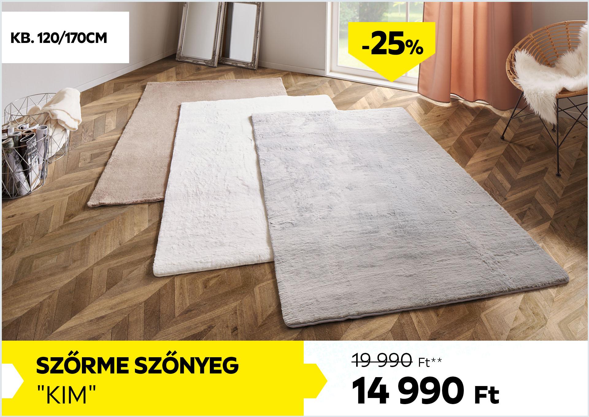 Szőrme szőnyeg kb. 120/170cm KIM 19990Forint helyett 14990Forint kedvezmény mértéke 25%