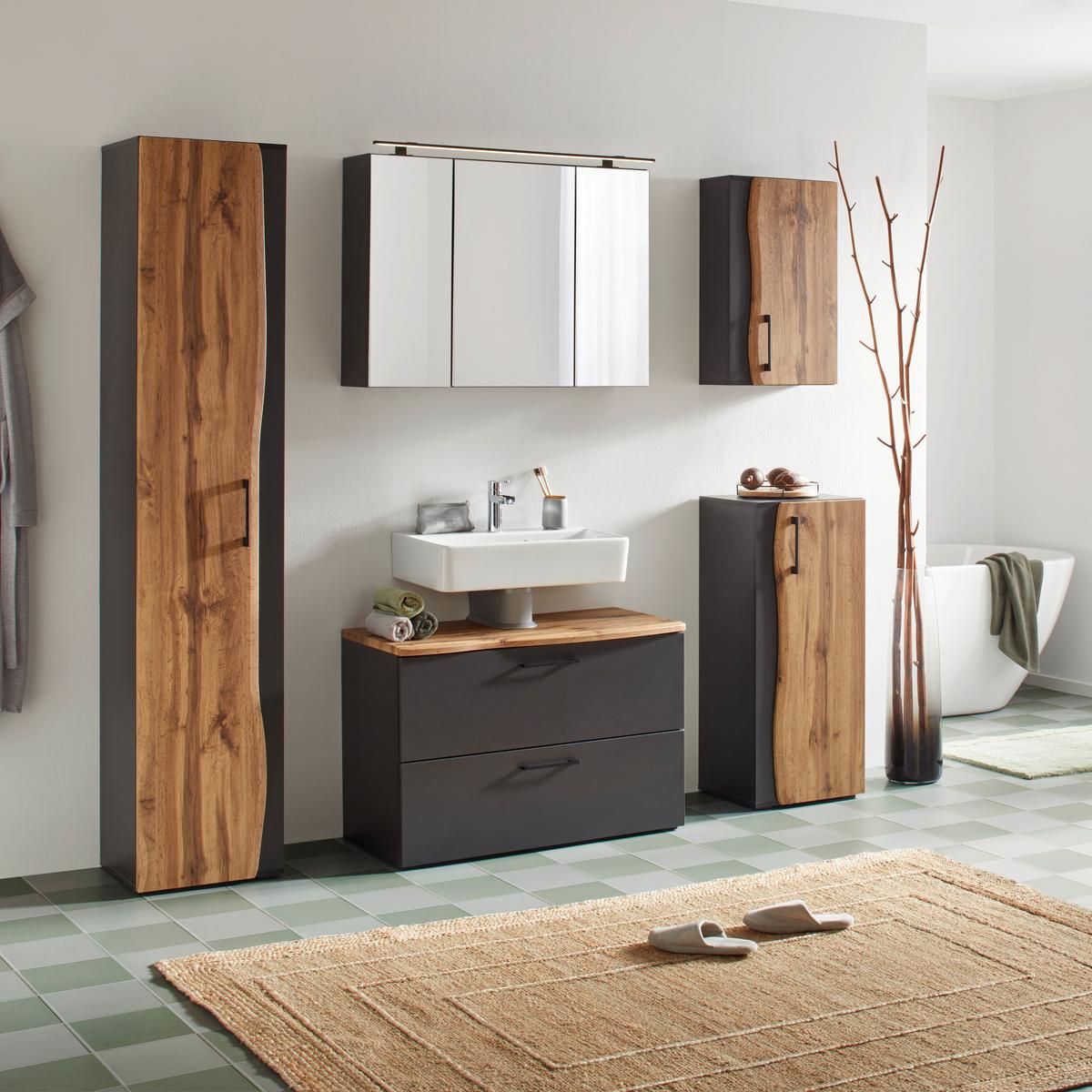 Vysoká skříňka TIMBER -EXKLUSIV- - Moderní, kov/kompozitní dřevo (40/194/35cm) - Premium Living