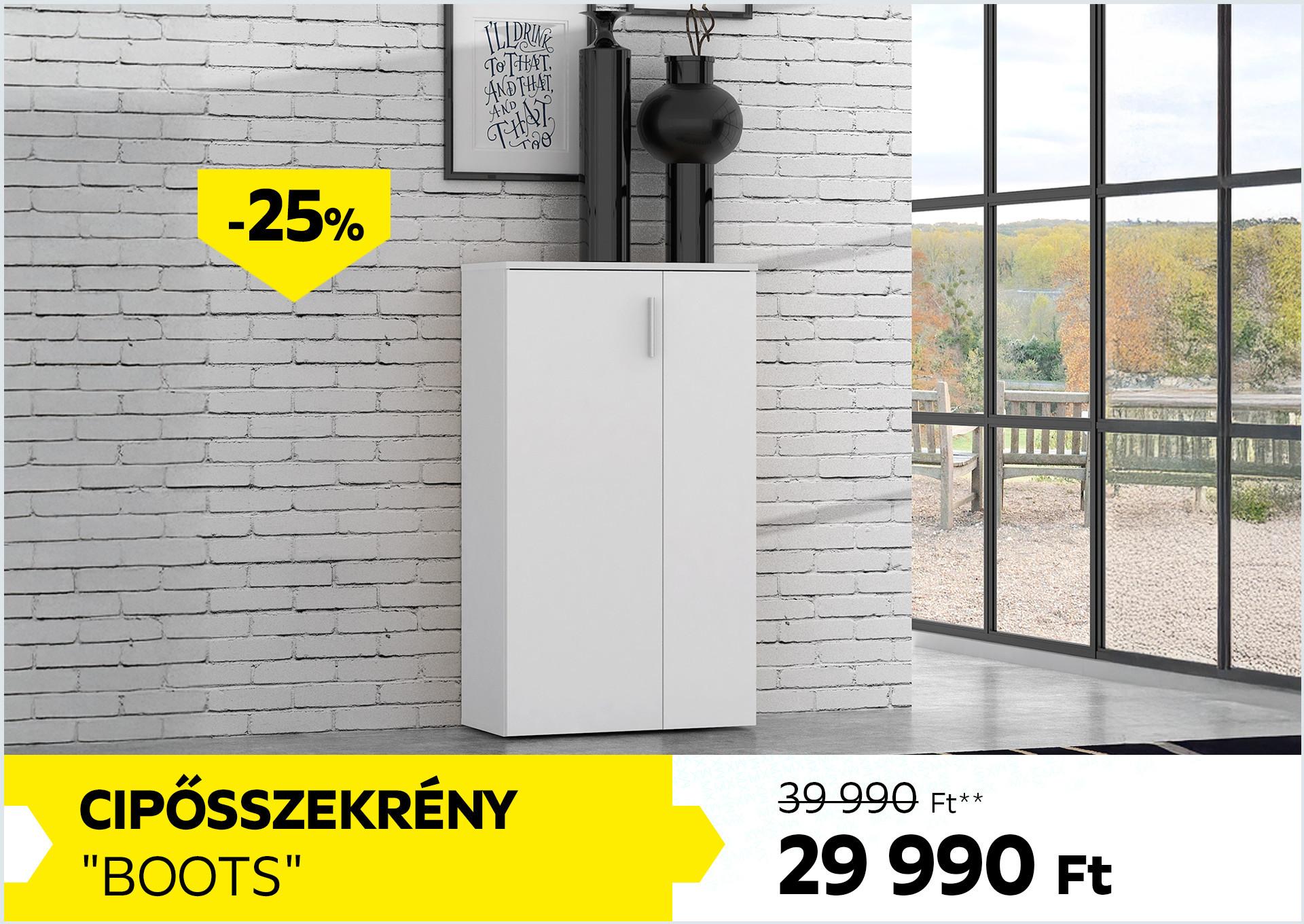 Cipősszekrény Boots 39990Forint helyett 29990Forint kedvezmény mértéke 25%