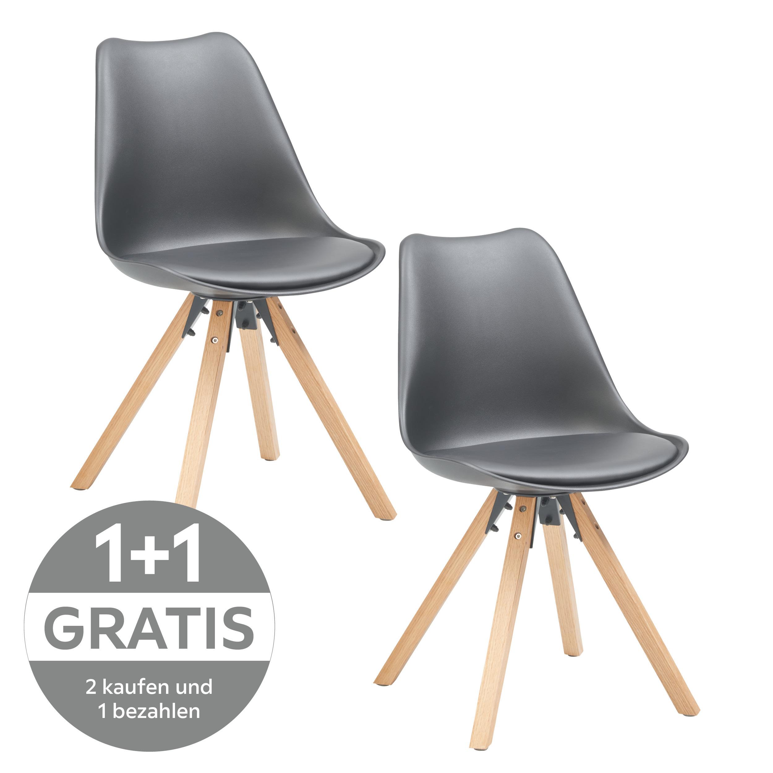 Schalenstuhl Vilnius Lederlook Schwarz - Schwarz/Naturfarben, LIFESTYLE, Holz/Kunststoff (48,5/84/55cm) - P & B