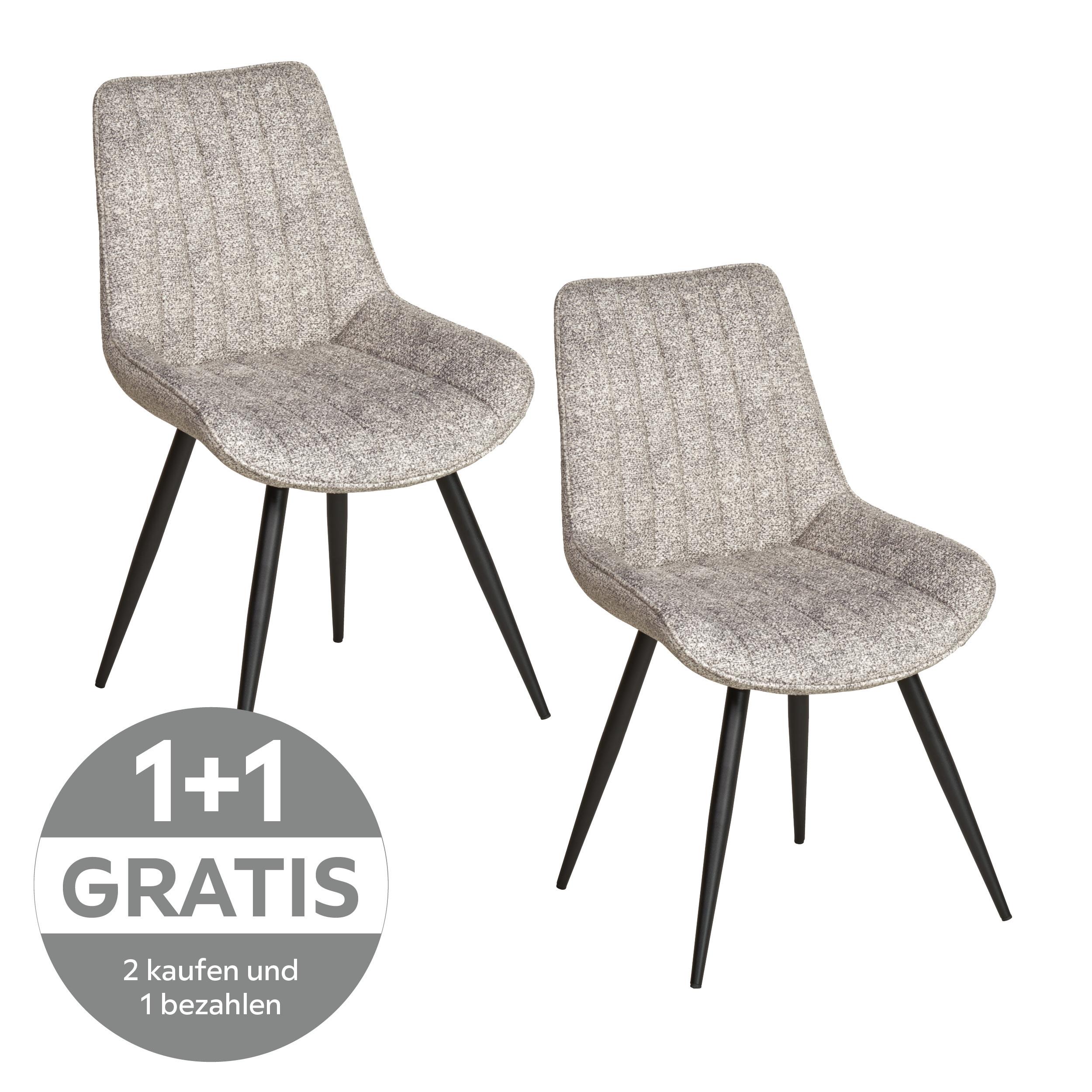 Vierfußstuhl Nikita Leinenoptik beige, B: 54 cm - Beige/Schwarz, KONVENTIONELL, Holz/Textil (54/88/61,5cm) - Livetastic