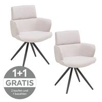 Armlehnstuhl Elis Webstoff beige, B: 62 cm - Beige/Schwarz, KONVENTIONELL, Textil/Metall (62/89/62cm) - Livetastic