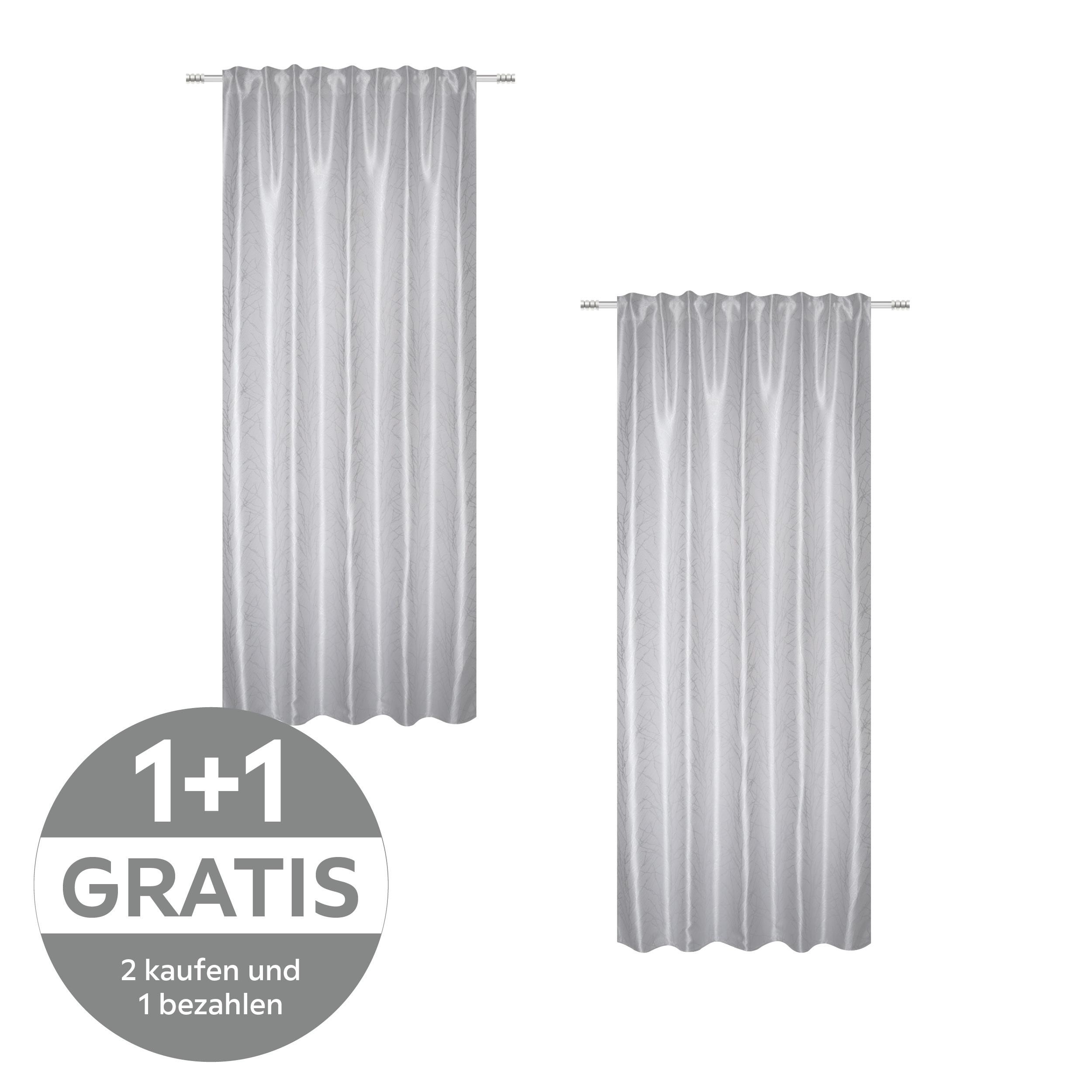 Fertigvorhang Neli - Silberfarben, MODERN, Textil (140/245cm) - Luca Bessoni