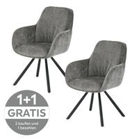 Armlehnstuhl Bela - Schwarz/Grau, LIFESTYLE, Holz/Textil (62/88/66cm) - MID.YOU
