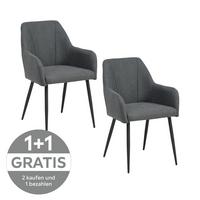 Armlehnstuhl Adelina Grau/Schwarz gepolstert - Schwarz/Grau, LIFESTYLE, Textil/Metall (56/87/60cm) - MID.YOU