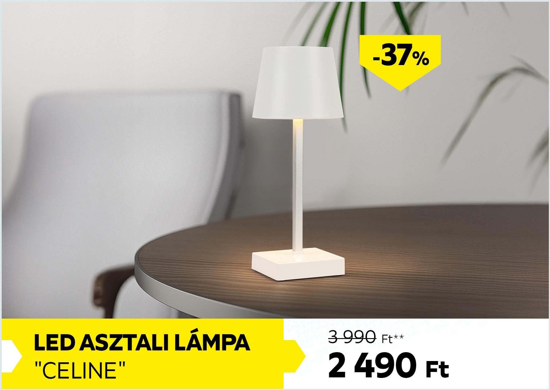 Led Asztali Lámpa CELINE 3990Forint helyett 2490Forint kedvezmény mértéke 37%