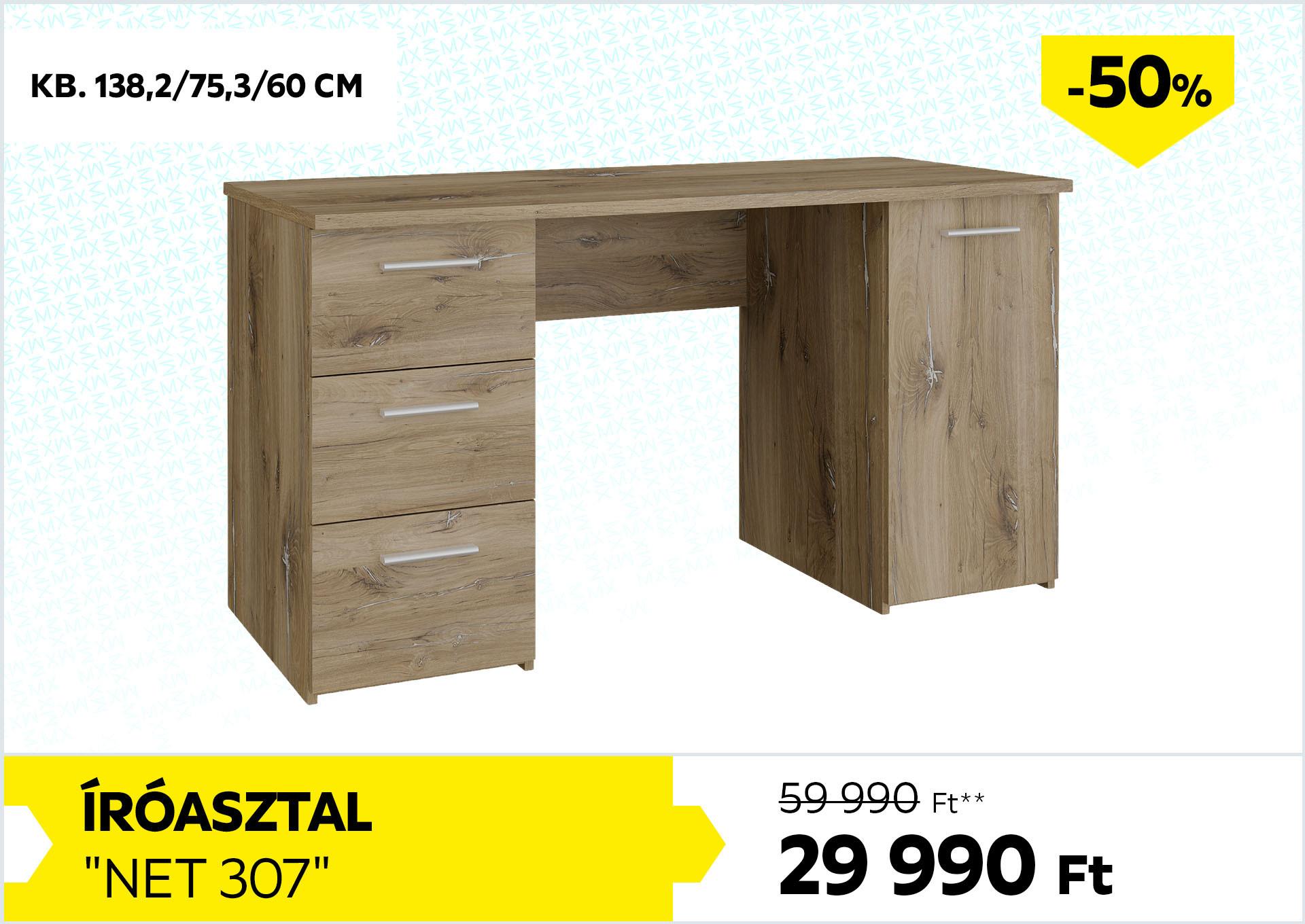 Íróasztal Net 307 59990Forint helyett 29990Forint kedvezmény mértéke 50%