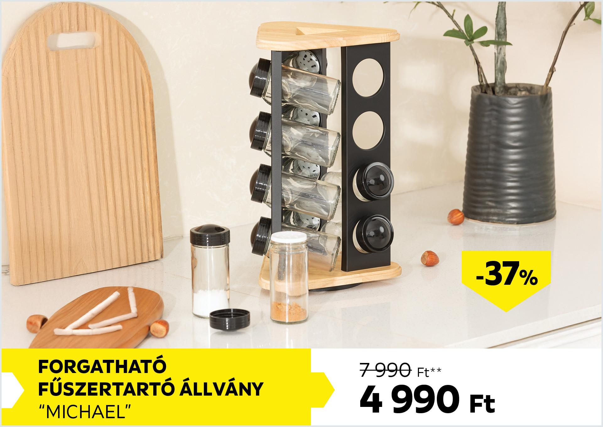 Forgatható fűszertartó állvány MICHAEL 7990Forint helyett 4990Forint kedvezmény mértéke 37%