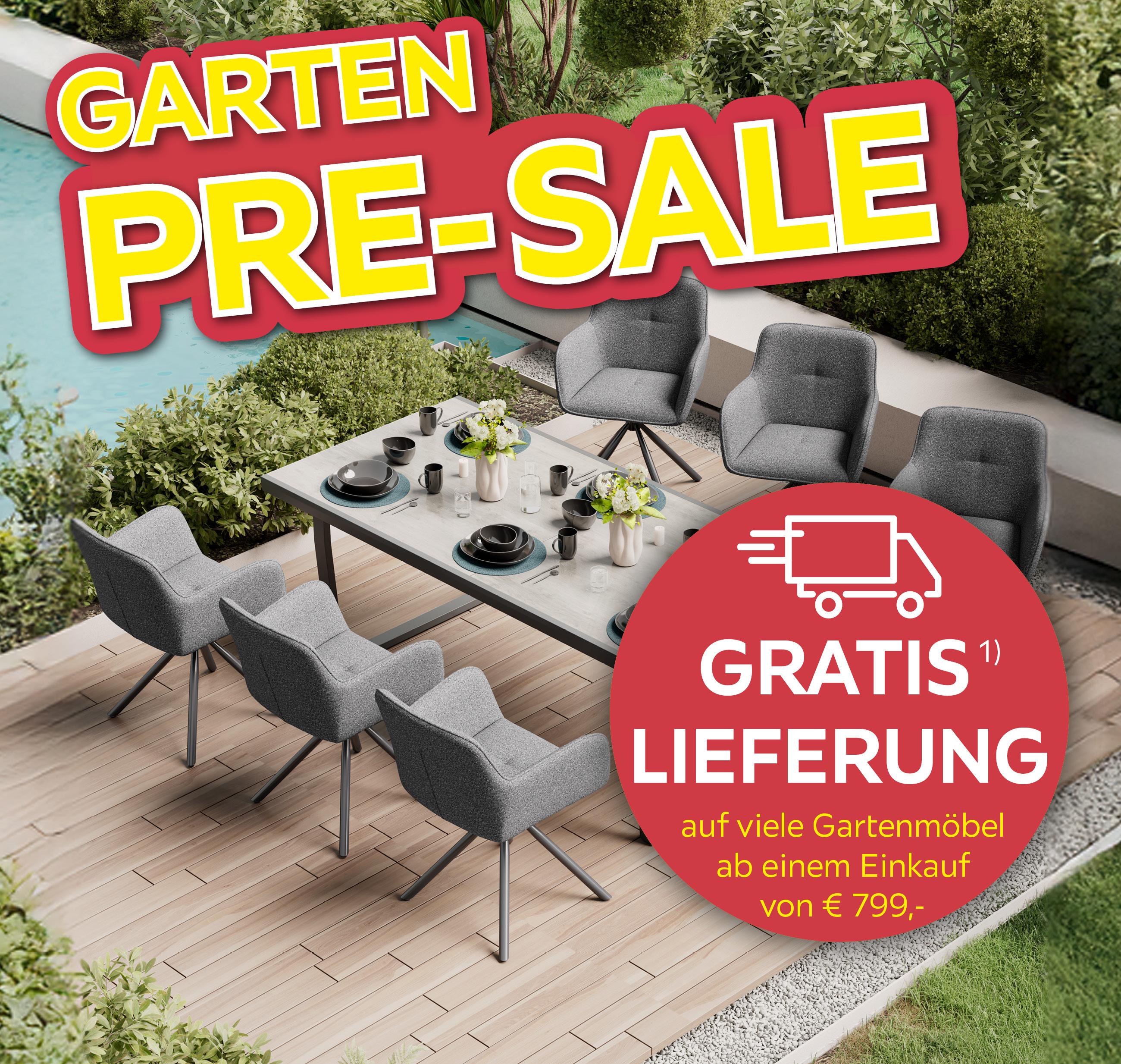 Garten Pre-Sale, Gratis Lieferung auf viele Gartenmöbel ab einem Einkaufswert von 799€