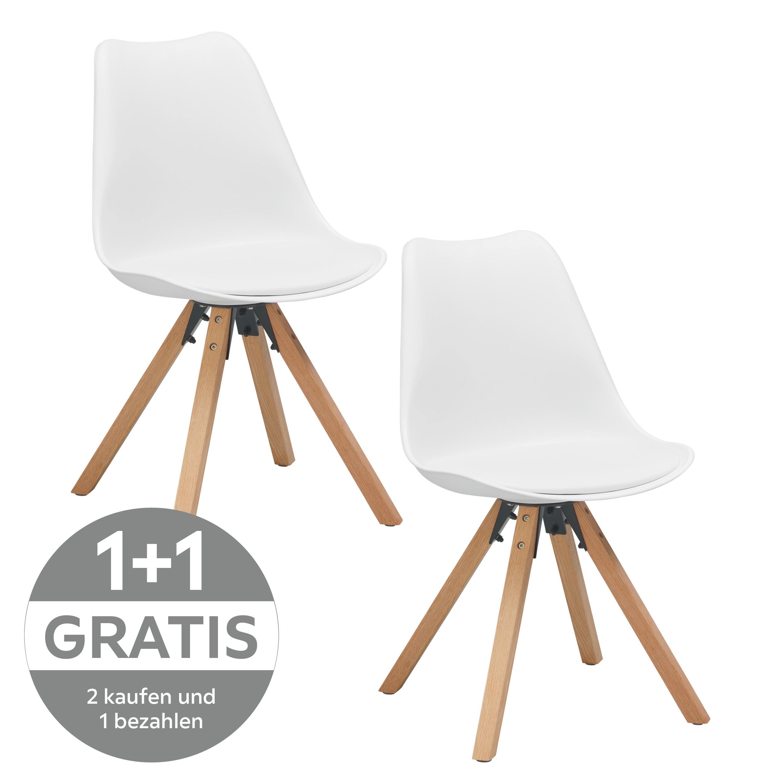 Schalenstuhl Vilnius Weiß - Weiß/Naturfarben, LIFESTYLE, Holz/Kunststoff (48,5/84/55cm) - P & B