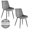 Polsterstuhl Lenny Leinenoptik Grau - Schwarz/Grau, LIFESTYLE, Holz/Textil (54/88/60cm) - Livetastic