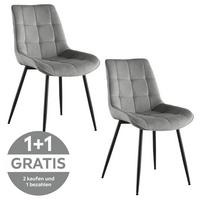 Polsterstuhl Lenny Leinenoptik Grau - Schwarz/Grau, LIFESTYLE, Holz/Textil (54/88/60cm) - Livetastic