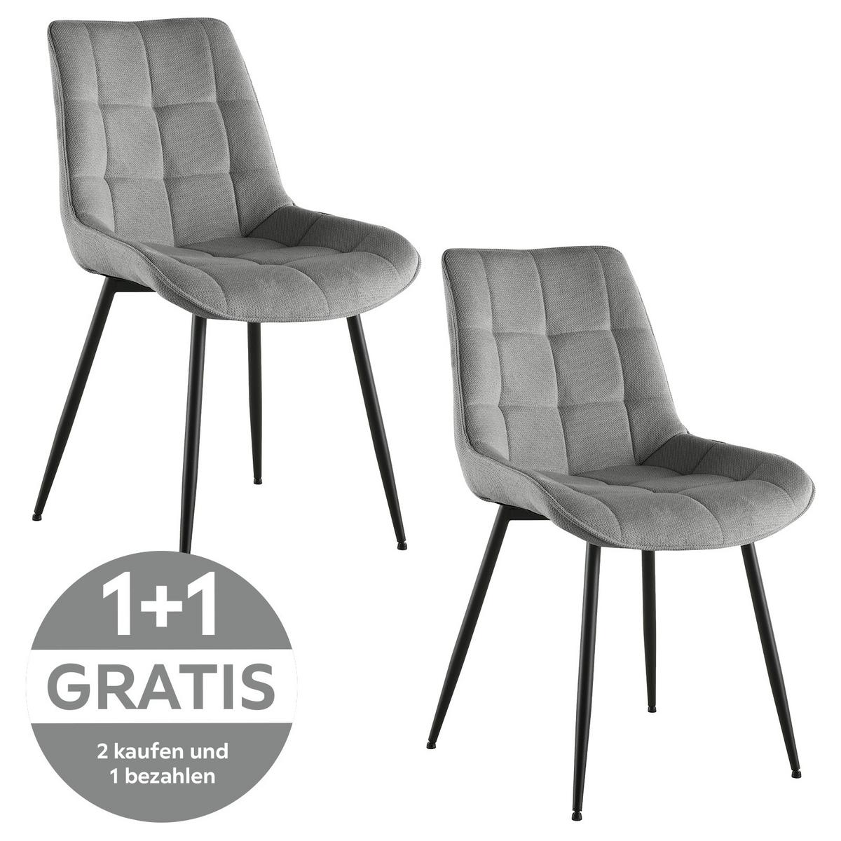 Polsterstuhl Lenny Leinenoptik Grau - Schwarz/Grau, LIFESTYLE, Holz/Textil (54/88/60cm) - Livetastic