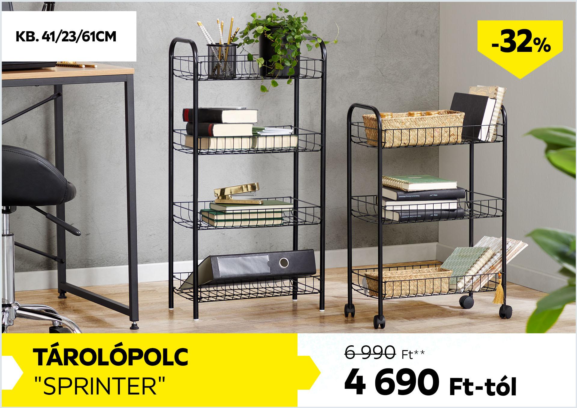 Tárolópolc kb. 41/23/61cm SPRINTER 6990Forint helyett 4690Forint kedvezmény mértéke 32%