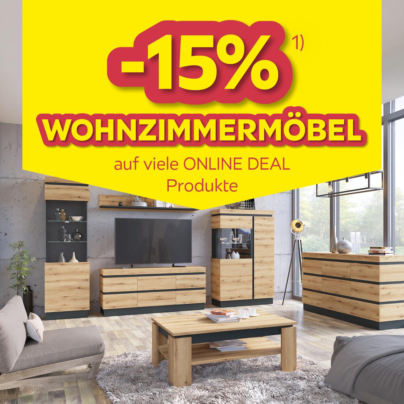 -15% Wohnzimmermöbel auf viele Online DEAL Produkte