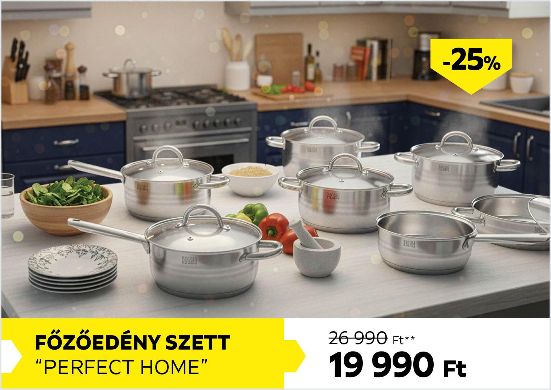 Főzőedény szett PERFECT HOME 26990Forint helyett 19990Forint kedvezmény mértéke 25%