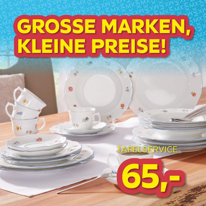 Große Marken, kleine Preise, Tafelservice um 65€