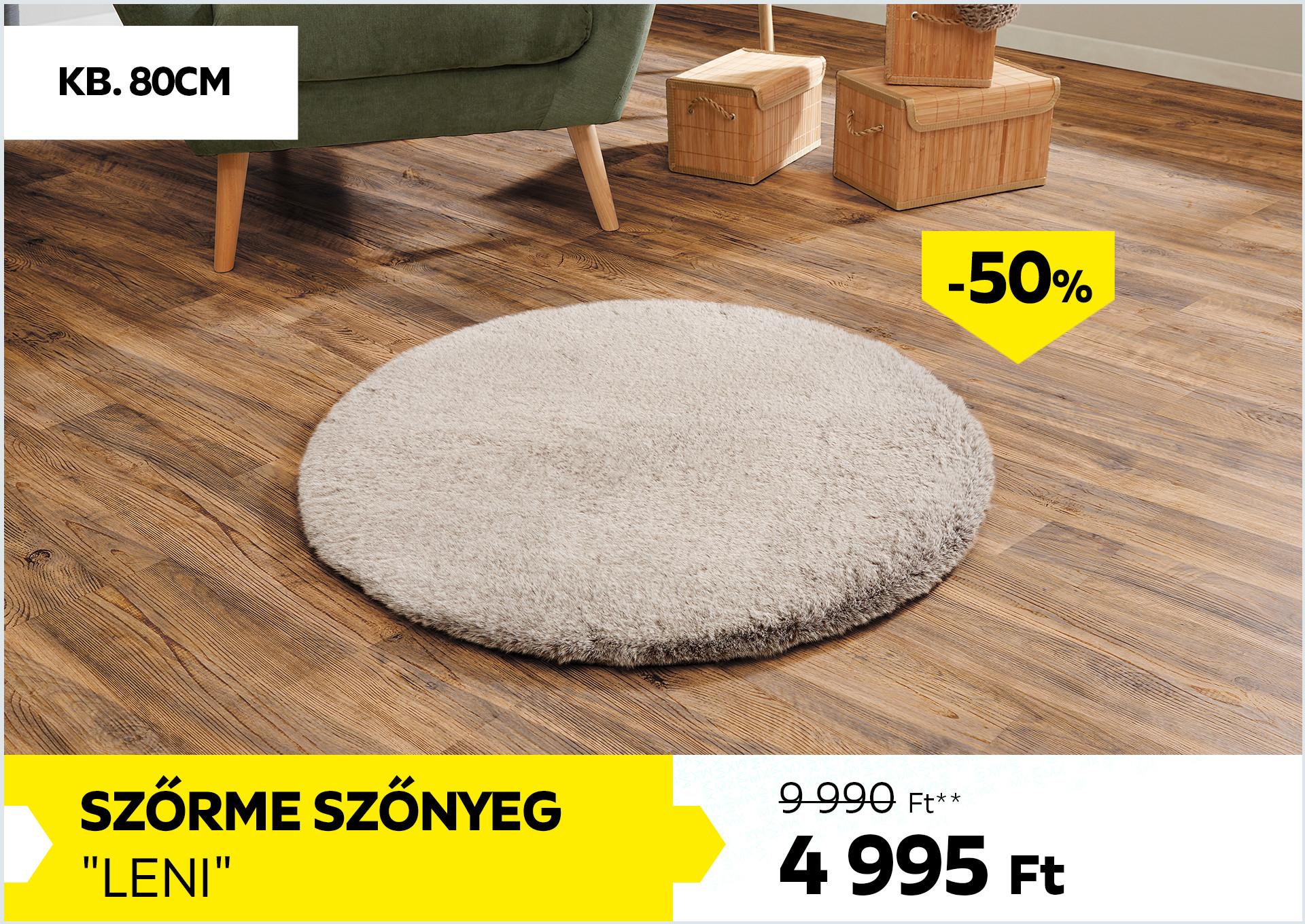 Szőrme szőnyeg kb. 80cm LENI 9990Forint helyett 4995Forint kedvezmény mértéke 50%